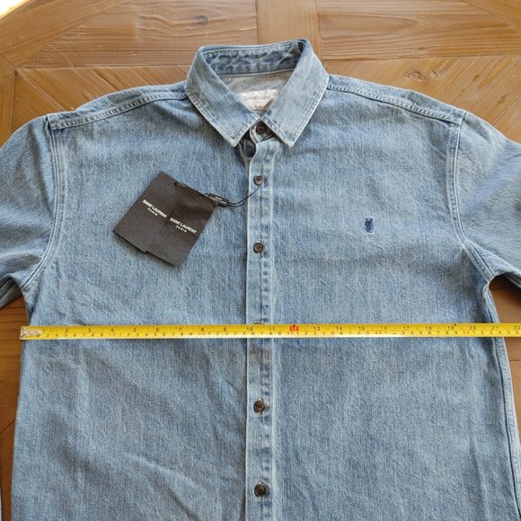 YSL Saint Laurent Cassandre Overshirt Trouville Beach Blue Denim size M (New) - Picture 11 of 15
